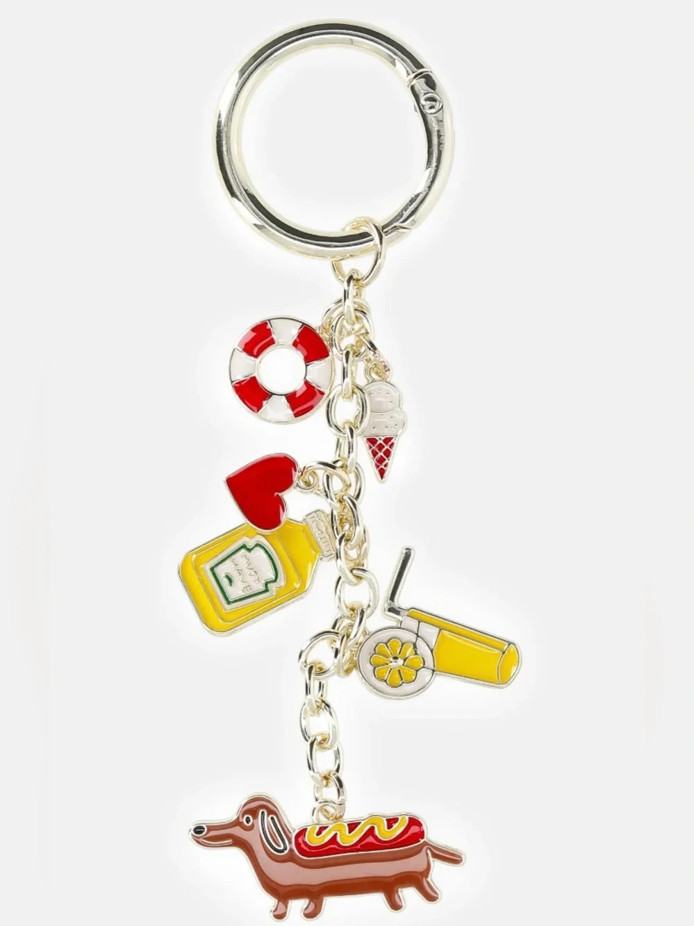 NWT bag charmNo Boundaries Hot Dog & Summer Red, Yellow, Silver